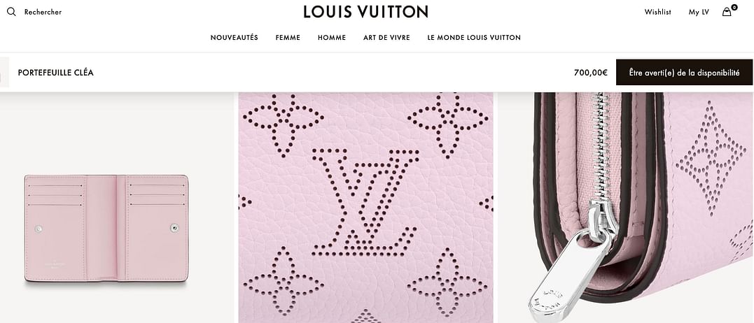 Picture superiority effect example of Louis Vuitton screenshot